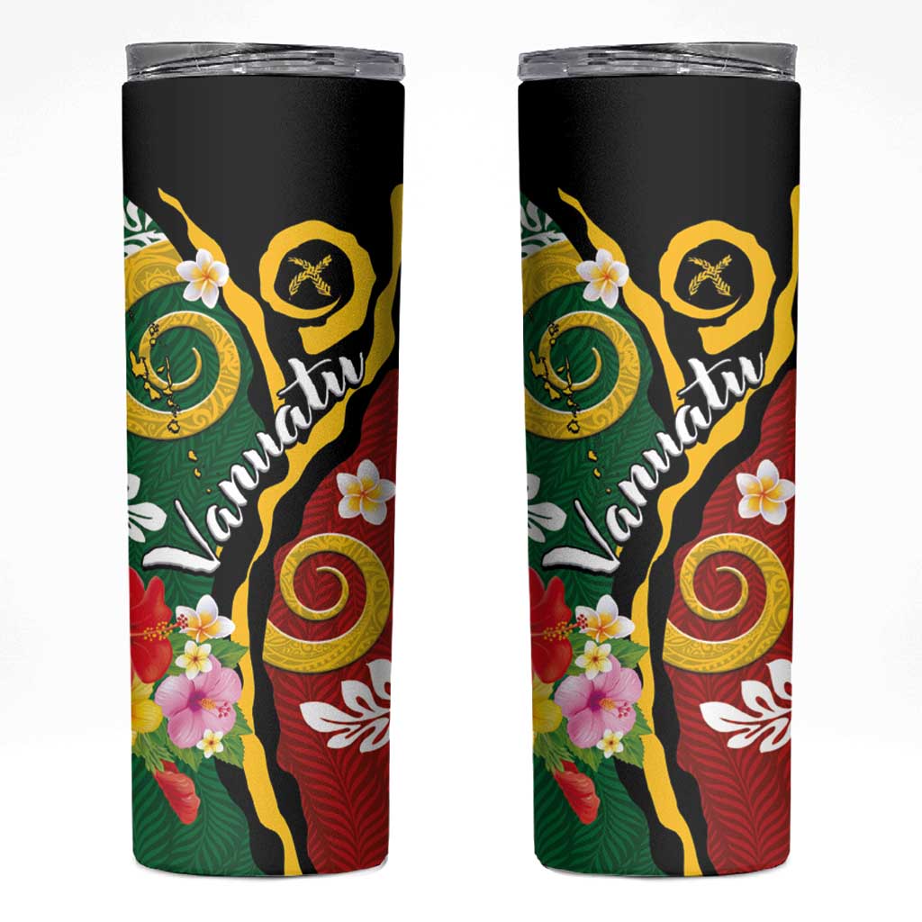 Melanesian Vanuatu Tribal Boar Tusk Skinny Tumbler Tropical Plants and Namele Motifs - Polynesian Pride