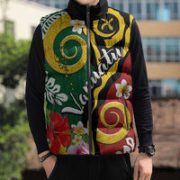 Melanesian Vanuatu Tribal Boar Tusk Sleeveless Puffer Jacket Tropical Plants and Namele Motifs LT03 - Polynesian Pride