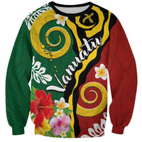 Melanesian Vanuatu Tribal Boar Tusk Sweatshirt Tropical Plants and Namele Motifs LT03 Unisex Green - Polynesian Pride
