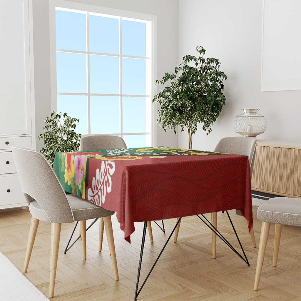 Melanesian Vanuatu Tribal Boar Tusk Tablecloth Tropical Plants and Namele Motifs LT03 - Polynesian Pride