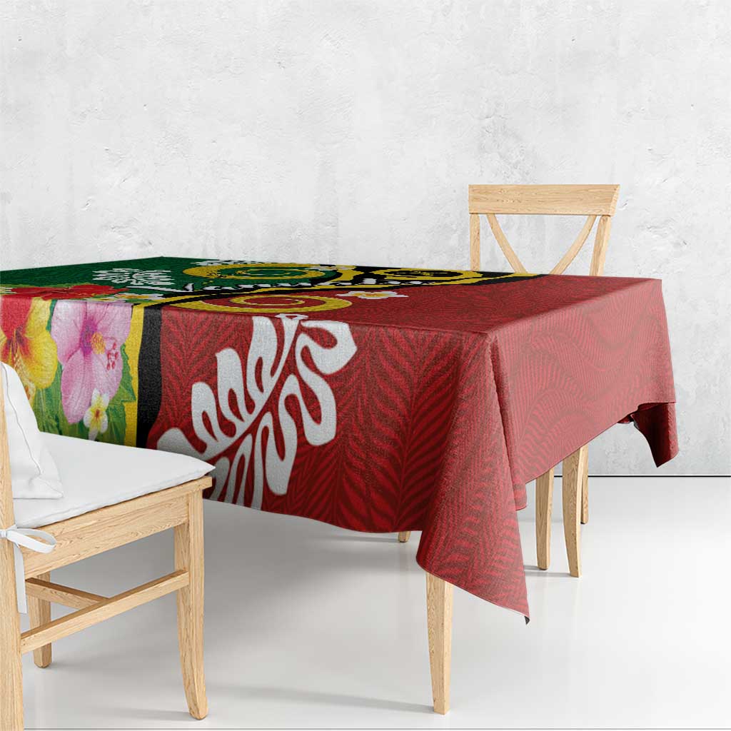 Melanesian Vanuatu Tribal Boar Tusk Tablecloth Tropical Plants and Namele Motifs LT03 - Polynesian Pride