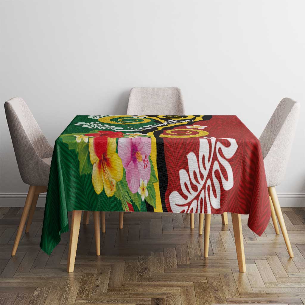 Melanesian Vanuatu Tribal Boar Tusk Tablecloth Tropical Plants and Namele Motifs LT03 - Polynesian Pride