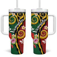 Melanesian Vanuatu Tribal Boar Tusk Tumbler With Handle Tropical Plants and Namele Motifs - Polynesian Pride