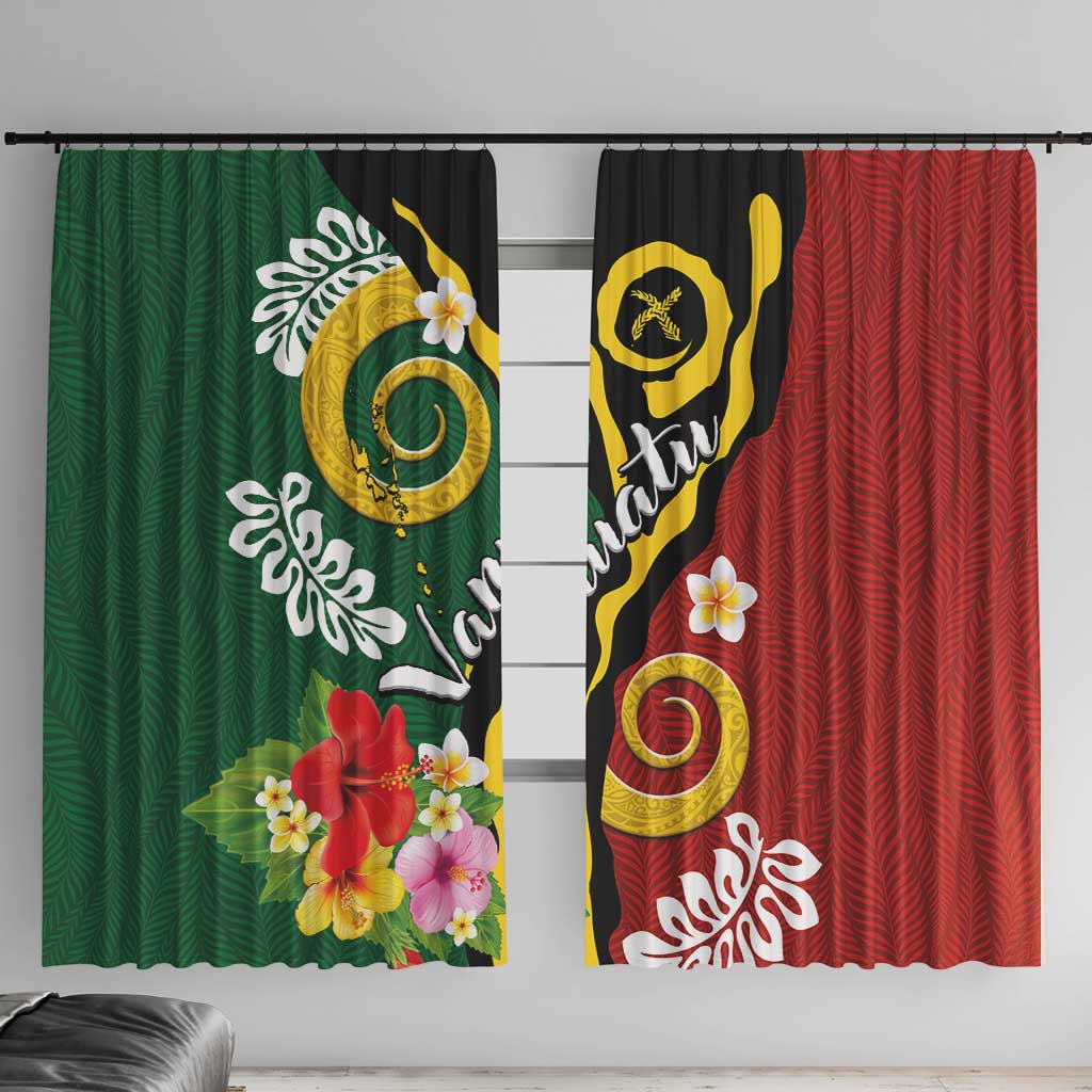 Melanesian Vanuatu Tribal Boar Tusk Window Curtain Tropical Plants and Namele Motifs - Polynesian Pride