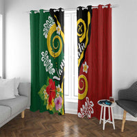 Melanesian Vanuatu Tribal Boar Tusk Window Curtain Tropical Plants and Namele Motifs - Polynesian Pride