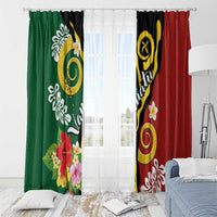 Melanesian Vanuatu Tribal Boar Tusk Window Curtain Tropical Plants and Namele Motifs - Polynesian Pride