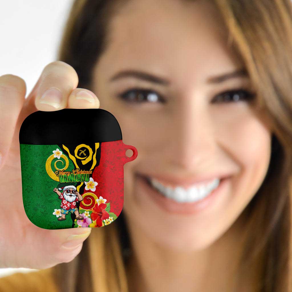 Vanuatu Christmas AirPods Case Funny Santa with Namele and Boar Tusk Tribal LT03 Green - Polynesian Pride