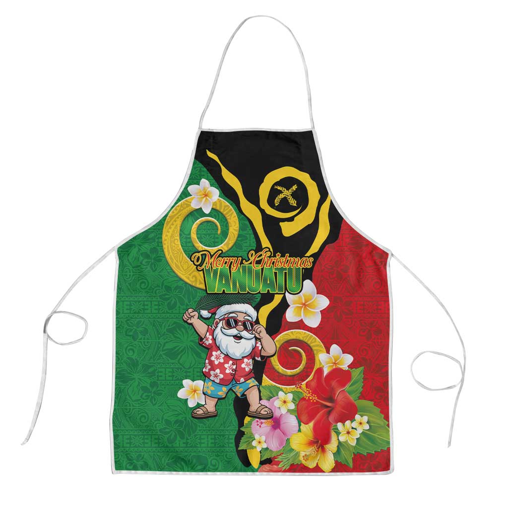 Vanuatu Christmas Apron Funny Santa with Namele and Boar Tusk Tribal LT03 Green - Polynesian Pride
