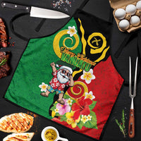 Vanuatu Christmas Apron Funny Santa with Namele and Boar Tusk Tribal LT03 Green - Polynesian Pride
