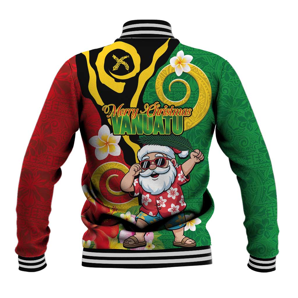 Vanuatu Christmas Baseball Jacket Funny Santa with Namele and Boar Tusk Tribal LT03 - Polynesian Pride
