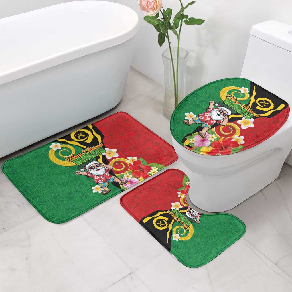 Vanuatu Christmas Bathroom Set Funny Santa with Namele and Boar Tusk Tribal LT03 - Polynesian Pride