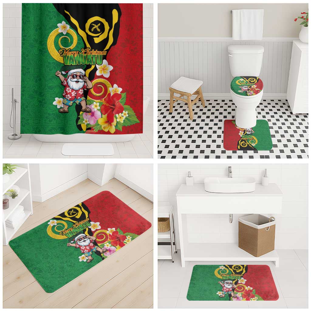 Vanuatu Christmas Bathroom Set Funny Santa with Namele and Boar Tusk Tribal LT03 - Polynesian Pride