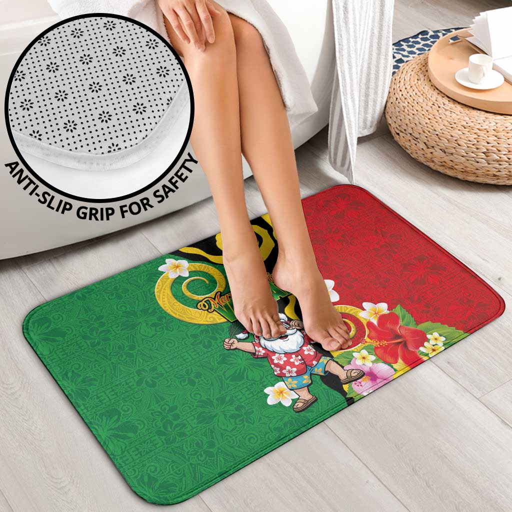 Vanuatu Christmas Bathroom Set Funny Santa with Namele and Boar Tusk Tribal LT03 - Polynesian Pride