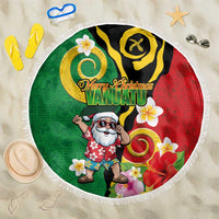 Vanuatu Christmas Beach Blanket Funny Santa with Namele and Boar Tusk Tribal LT03 One Size 150cm Green - Polynesian Pride