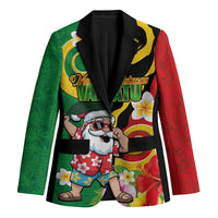 Vanuatu Christmas Blazer Funny Santa with Namele and Boar Tusk Tribal LT03 Unisex Green - Polynesian Pride