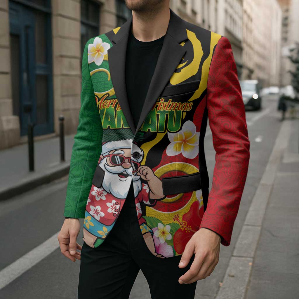 Vanuatu Christmas Blazer Funny Santa with Namele and Boar Tusk Tribal LT03 - Polynesian Pride