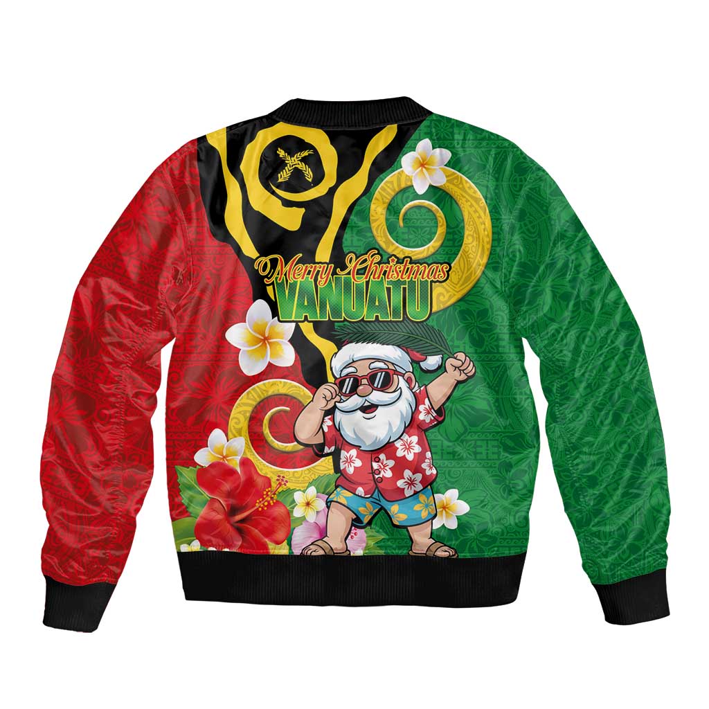 Vanuatu Christmas Bomber Jacket Funny Santa with Namele and Boar Tusk Tribal - Polynesian Pride