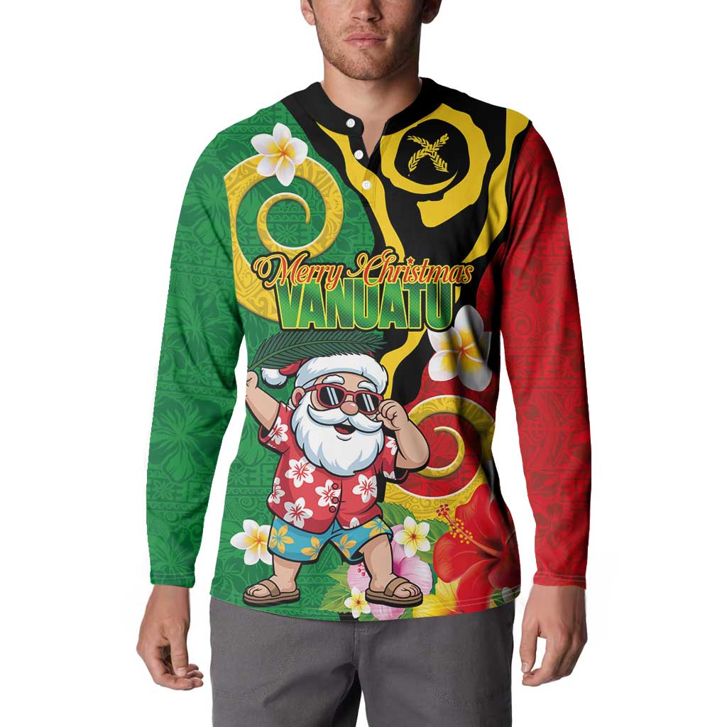 Vanuatu Christmas Button Sweatshirt Funny Santa with Namele and Boar Tusk Tribal LT03 - Polynesian Pride