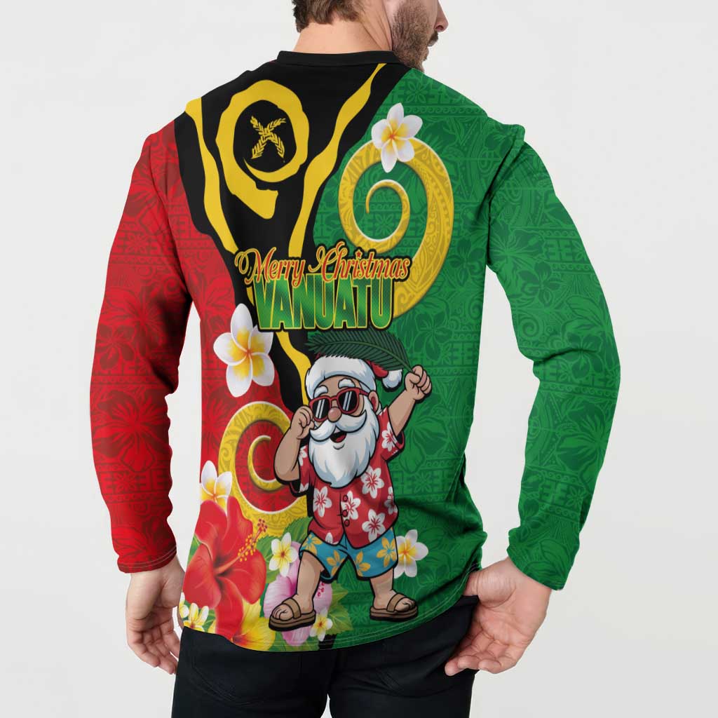Vanuatu Christmas Button Sweatshirt Funny Santa with Namele and Boar Tusk Tribal LT03 - Polynesian Pride