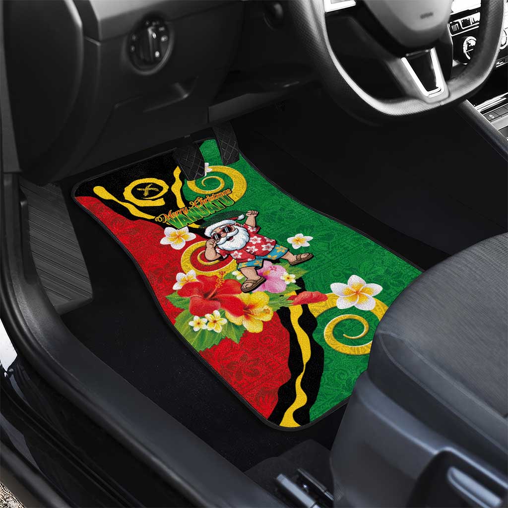 Vanuatu Christmas Car Mats Funny Santa with Namele and Boar Tusk Tribal LT03 - Polynesian Pride
