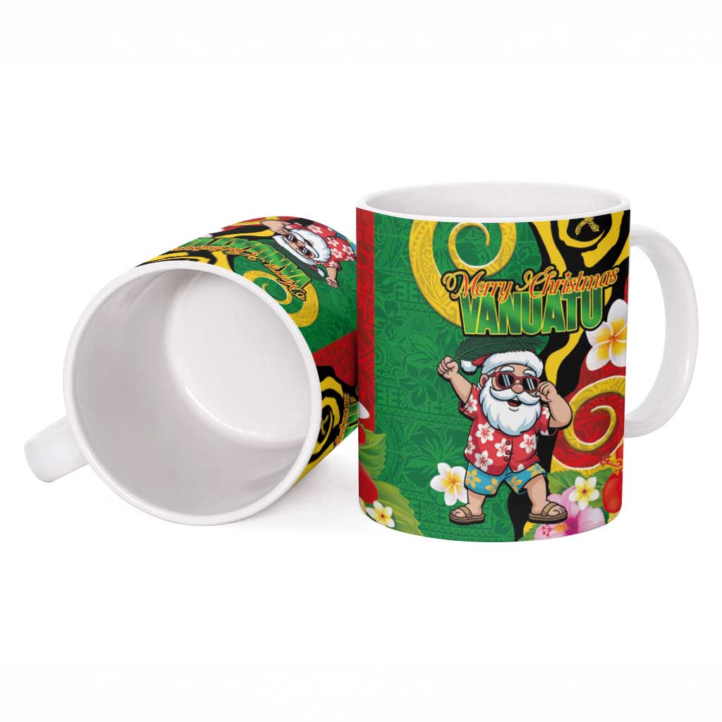 Vanuatu Christmas Ceramic Mug Funny Santa with Namele and Boar Tusk Tribal LT03 - Polynesian Pride