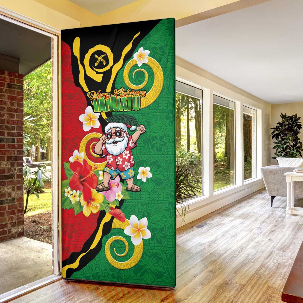 Vanuatu Christmas Door Cover Funny Santa with Namele and Boar Tusk Tribal - Polynesian Pride