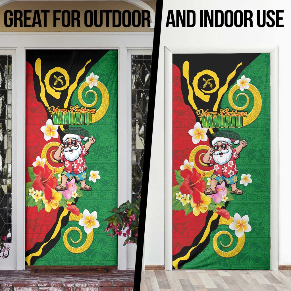 Vanuatu Christmas Door Cover Funny Santa with Namele and Boar Tusk Tribal - Polynesian Pride