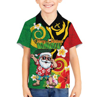 Vanuatu Christmas Family Matching Short Sleeve Bodycon Dress and Hawaiian Shirt Funny Santa with Namele and Boar Tusk Tribal - Polynesian Pride