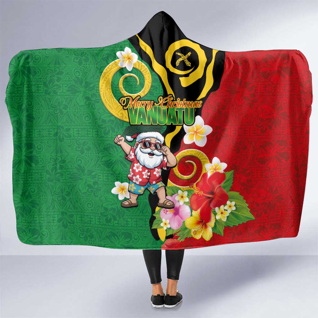 Vanuatu Christmas Hooded Blanket Funny Santa with Namele and Boar Tusk Tribal - Polynesian Pride