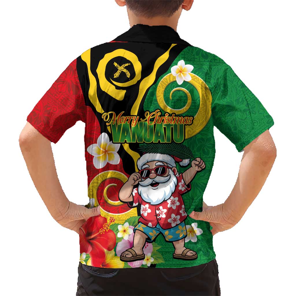 Vanuatu Christmas Kid Hawaiian Shirt Funny Santa with Namele and Boar Tusk Tribal - Polynesian Pride