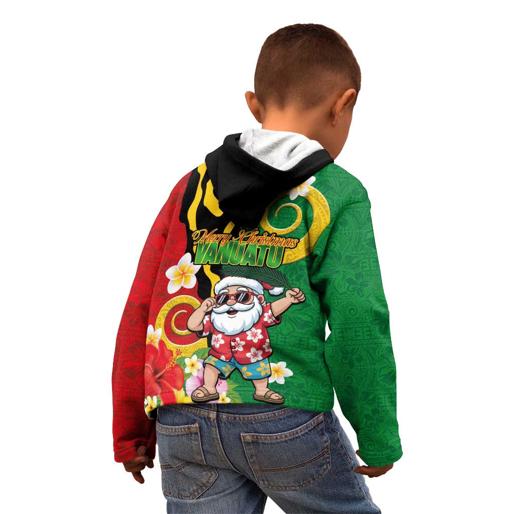 Vanuatu Christmas Kid Hoodie Funny Santa with Namele and Boar Tusk Tribal - Polynesian Pride