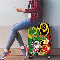 Vanuatu Christmas Luggage Cover Funny Santa with Namele and Boar Tusk Tribal - Polynesian Pride