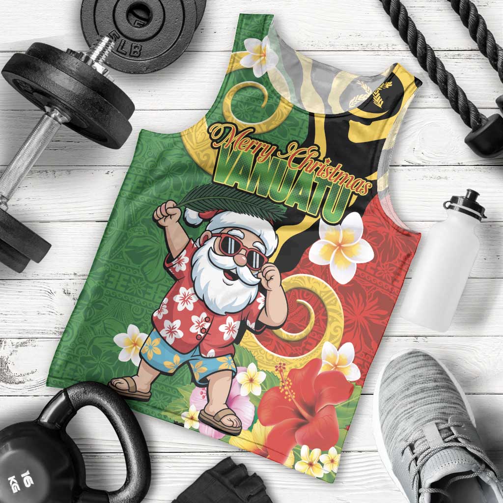 Vanuatu Christmas Men Tank Top Funny Santa with Namele and Boar Tusk Tribal LT03 - Polynesian Pride