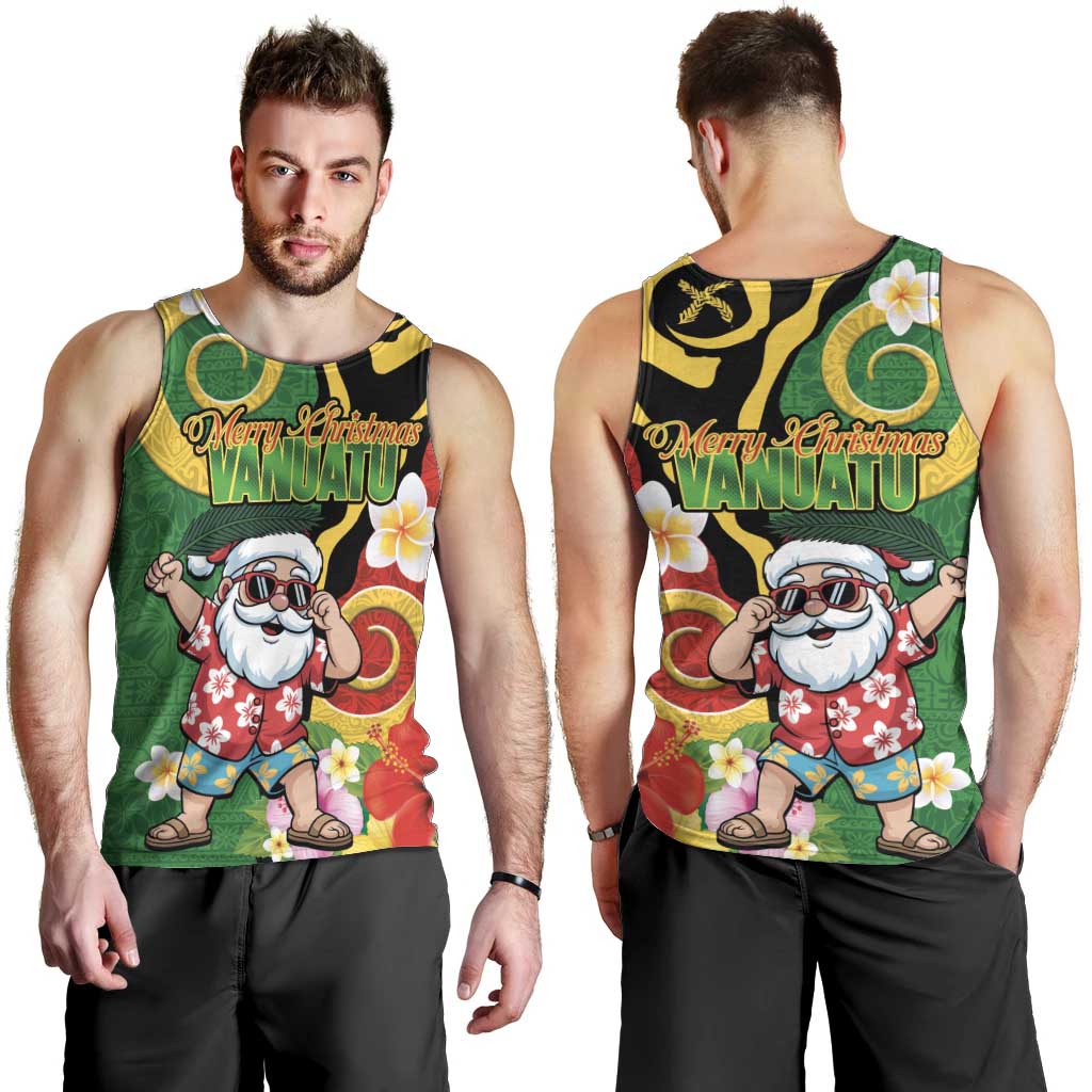 Vanuatu Christmas Men Tank Top Funny Santa with Namele and Boar Tusk Tribal LT03 - Polynesian Pride