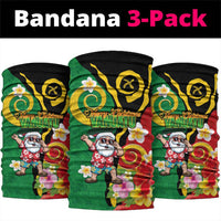 Vanuatu Christmas Neck Gaiter Funny Santa with Namele and Boar Tusk Tribal - Polynesian Pride