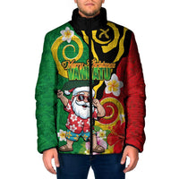 Vanuatu Christmas Padded Jacket Funny Santa with Namele and Boar Tusk Tribal LT03 Men Green - Polynesian Pride