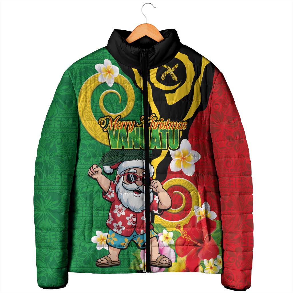Vanuatu Christmas Padded Jacket Funny Santa with Namele and Boar Tusk Tribal LT03 - Polynesian Pride