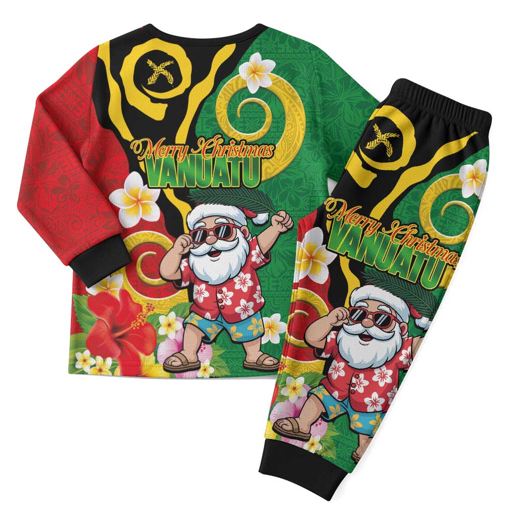 Vanuatu Christmas Pajama Set Funny Santa with Namele and Boar Tusk Tribal - Polynesian Pride