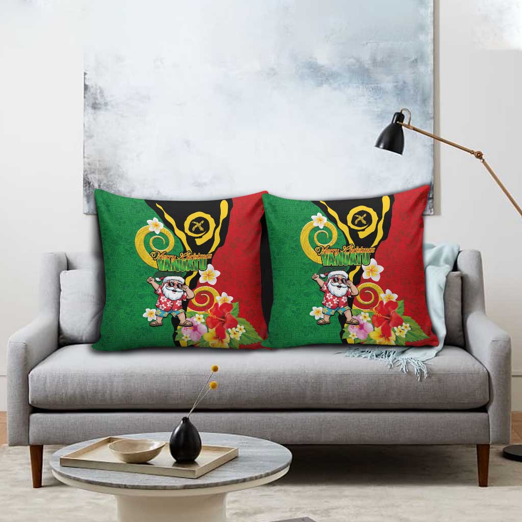 Vanuatu Christmas Pillow Cover Funny Santa with Namele and Boar Tusk Tribal - Polynesian Pride
