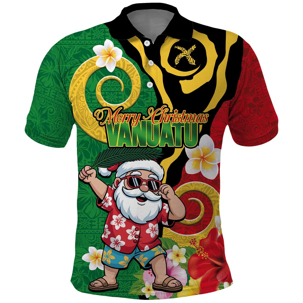 Vanuatu Christmas Polo Shirt Funny Santa with Namele and Boar Tusk Tribal - Polynesian Pride