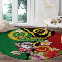 Vanuatu Christmas Round Carpet Funny Santa with Namele and Boar Tusk Tribal - Polynesian Pride
