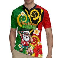 Vanuatu Christmas Rugby Jersey Funny Santa with Namele and Boar Tusk Tribal LT03 - Polynesian Pride