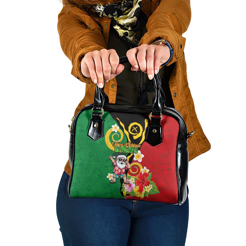 Vanuatu Christmas Shoulder Handbag Funny Santa with Namele and Boar Tusk Tribal - Polynesian Pride