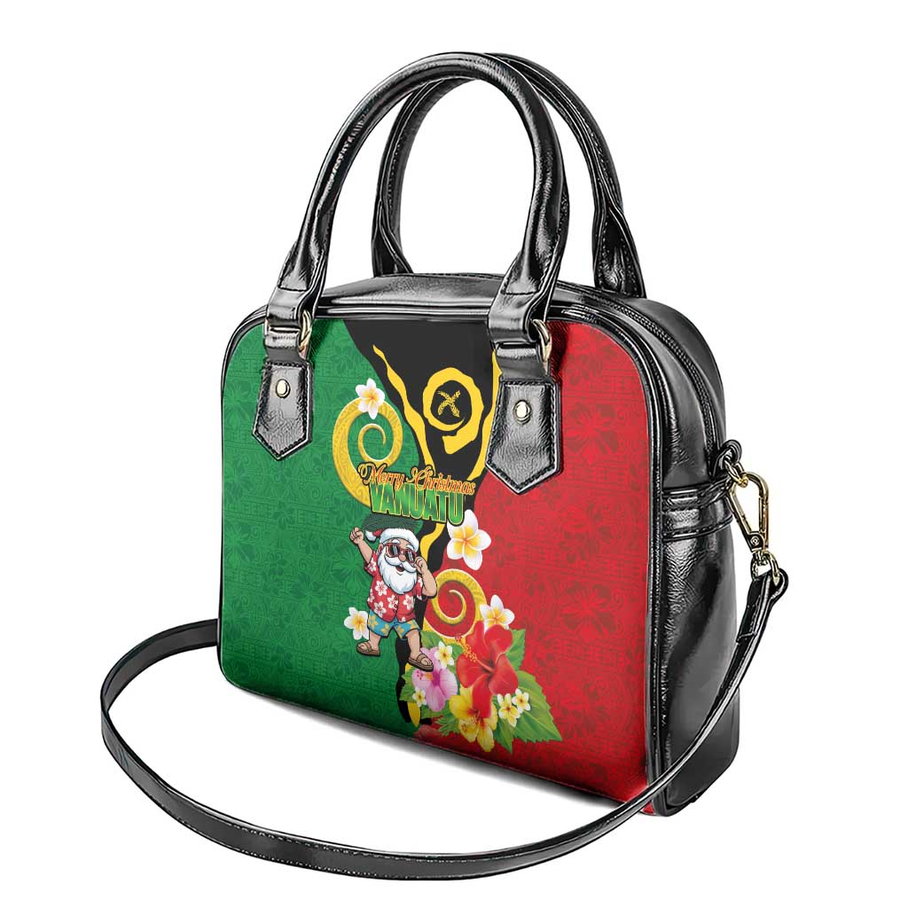 Vanuatu Christmas Shoulder Handbag Funny Santa with Namele and Boar Tusk Tribal - Polynesian Pride