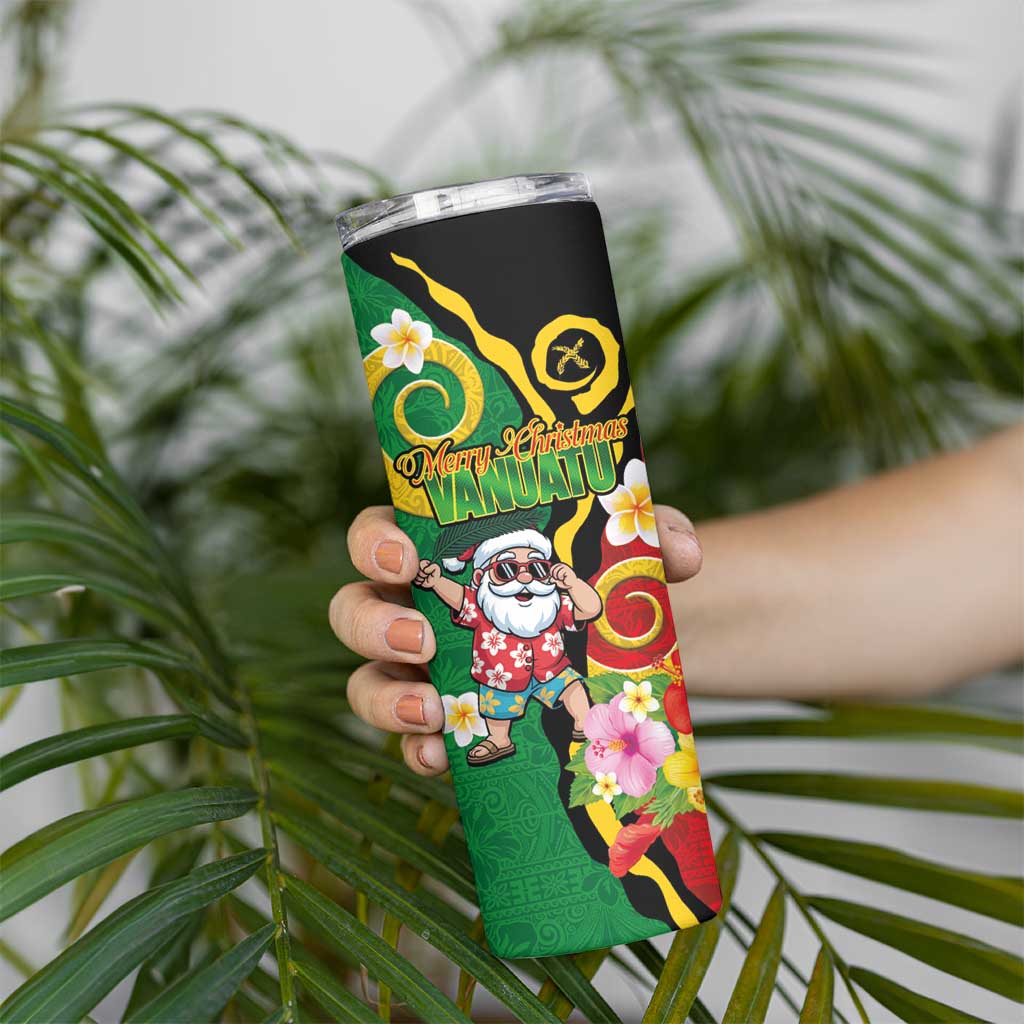 Vanuatu Christmas Skinny Tumbler Funny Santa with Namele and Boar Tusk Tribal - Polynesian Pride