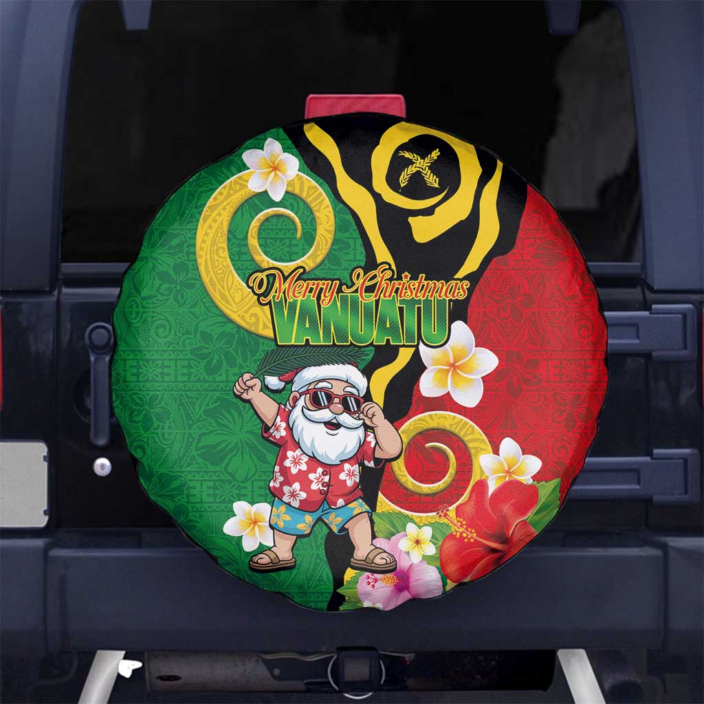 Vanuatu Christmas Spare Tire Cover Funny Santa with Namele and Boar Tusk Tribal - Polynesian Pride