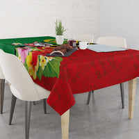 Vanuatu Christmas Tablecloth Funny Santa with Namele and Boar Tusk Tribal LT03 - Polynesian Pride