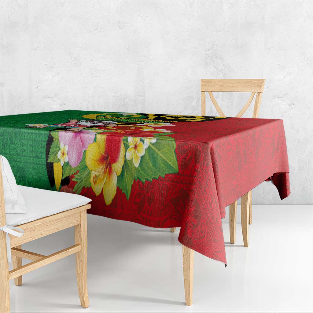Vanuatu Christmas Tablecloth Funny Santa with Namele and Boar Tusk Tribal LT03 - Polynesian Pride
