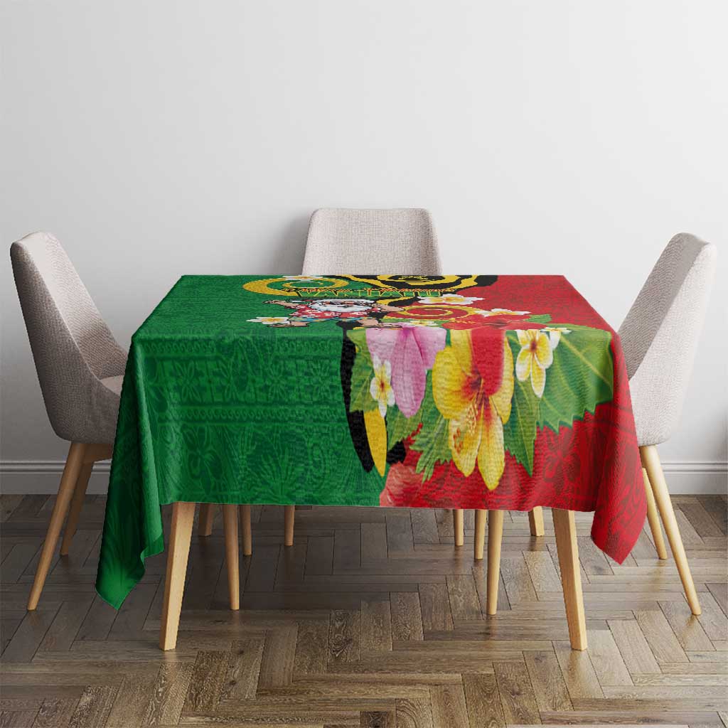 Vanuatu Christmas Tablecloth Funny Santa with Namele and Boar Tusk Tribal LT03 - Polynesian Pride