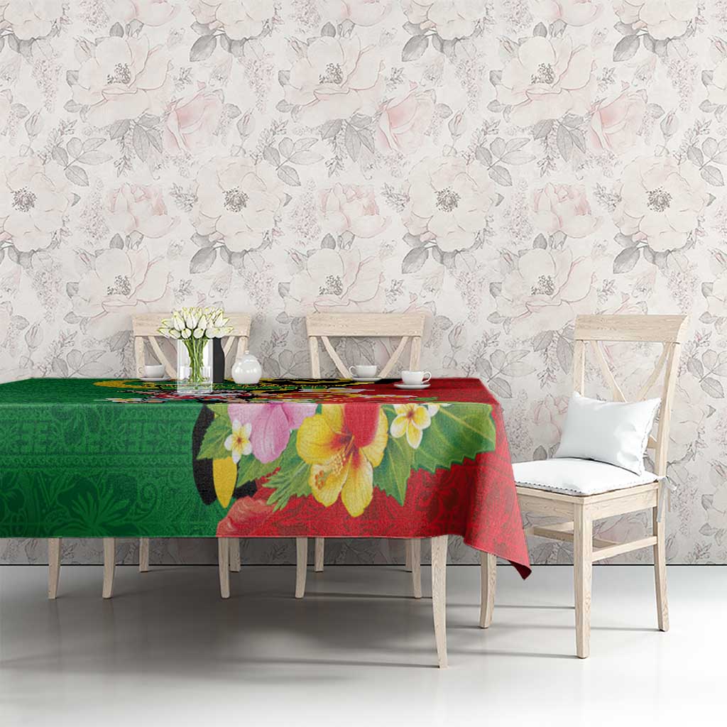 Vanuatu Christmas Tablecloth Funny Santa with Namele and Boar Tusk Tribal LT03 - Polynesian Pride